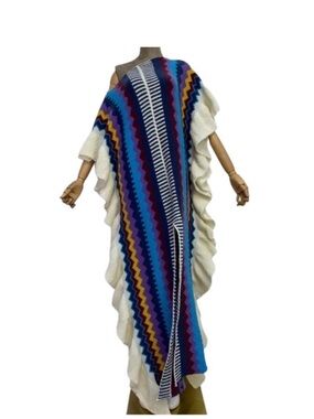 Colorful Zigzag Knit Caftan - Blue, Purple, Cream so beautiful